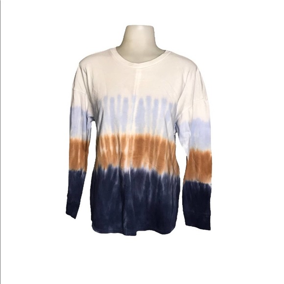 Madewell | Ombre Long Sleeve Sweater Blue Tan White Sweater - Picture 3 of 8